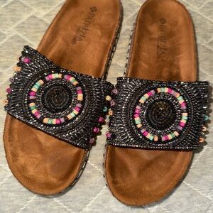 Artizia Beaded Black Sandals